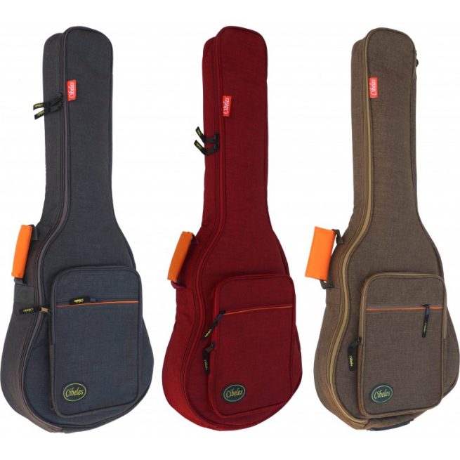 Fundas de colores gris rojo y kaki para guitarra clásica y flamenca de tamaño cadete o 3/4
